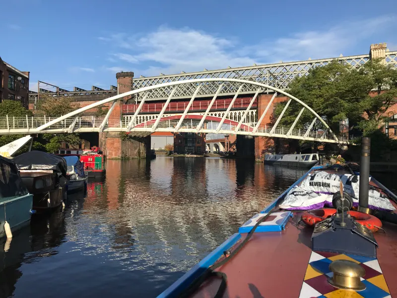 Canal and footbridge in Castlefield, Manchester