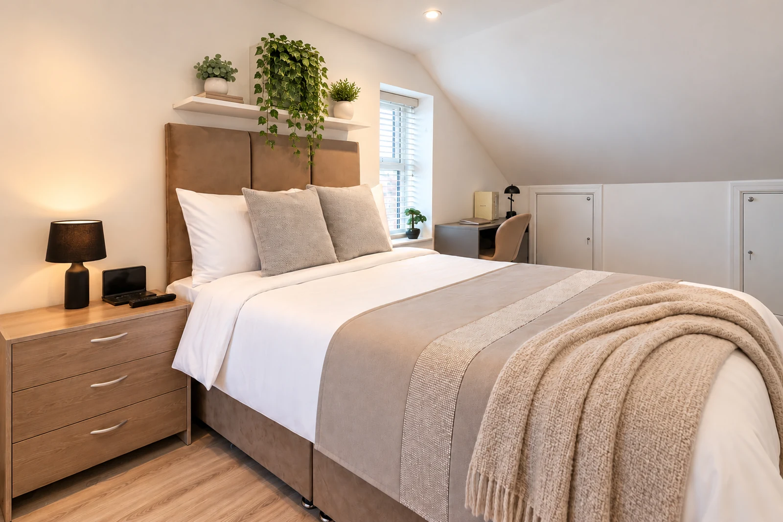 Room 5: our premium second-floor loft room for one guest, with its own en-suite and kitchenette.